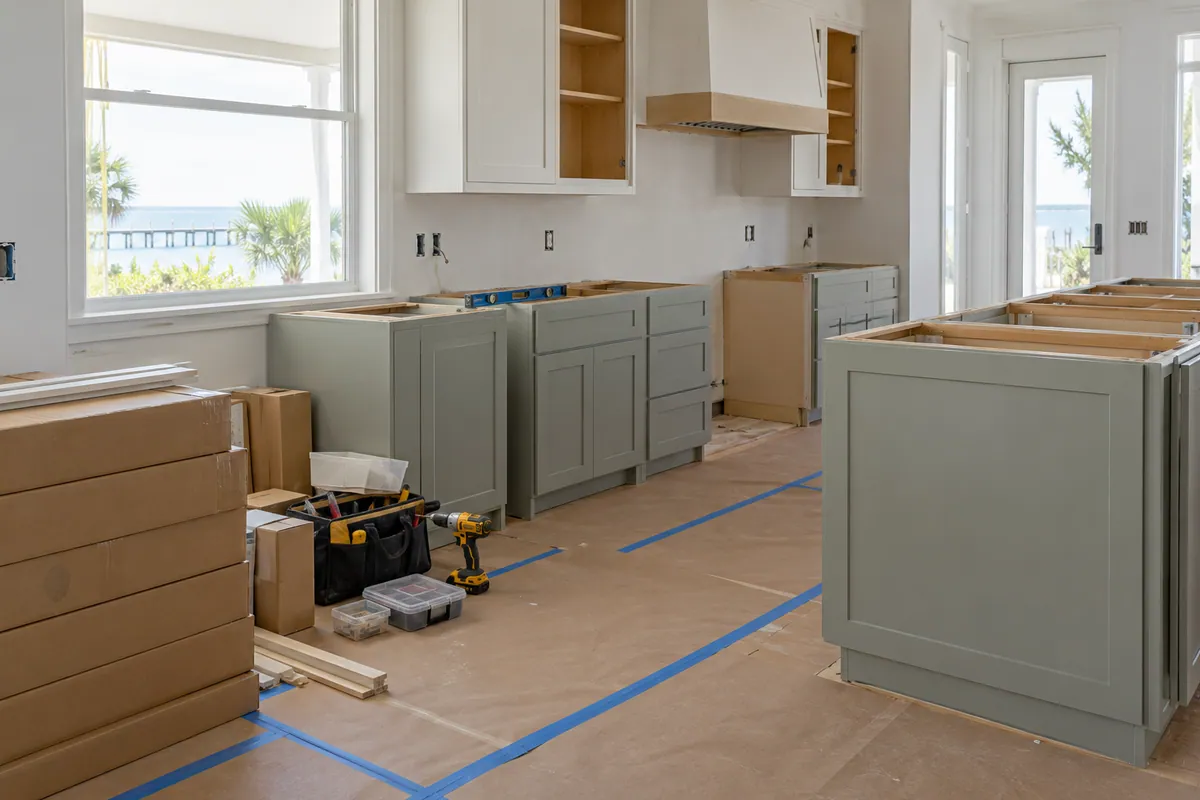 floor covering around an active installation area